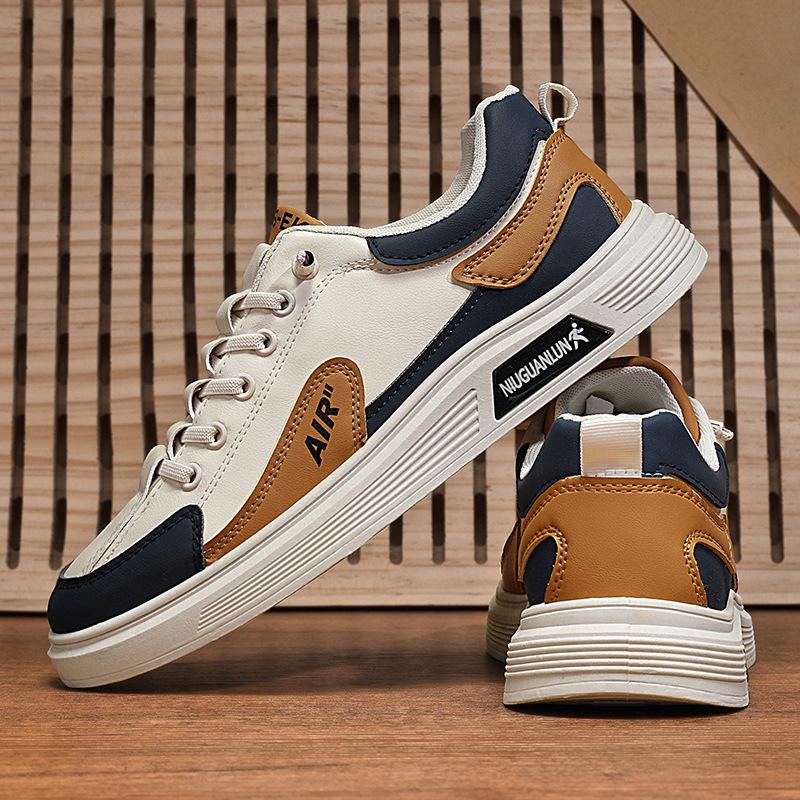 2025 color matching outdoor casual board shoes fashion low-top lace-up trendy shoes Korean version of youth travel flat men's shoes