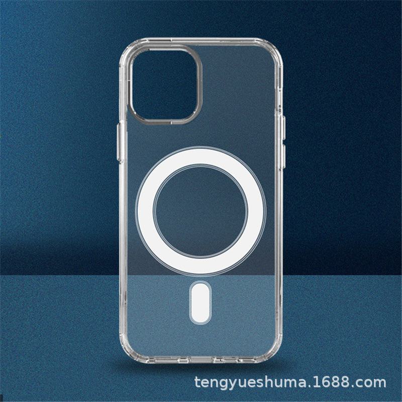 

Чехол для iPhone 15 Pro Max с магнитной фиксацией и беспроводной зарядкой MagSafe для Apple 12, 13, 14. Дизайн против падения. 15 Pro прозрачный