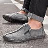 2023 Spring Men's Plus Size Leather Slip-On Casual Shoes with Zipper