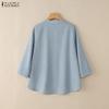 ZANZEA Women Embroidery Print Casual Round Neck Long Sleeve Blouse