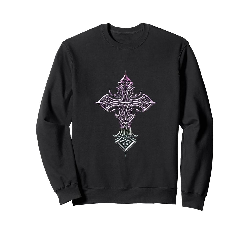 Emo Goth Cross Minimal Gothic Symbol Alt Y2K Sweatshirt