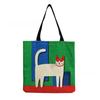 Women Vintage Linen Tote Bag - Large Capacity Cat Print Shoulder Handbag for Casual & Grocery Shopping KTB