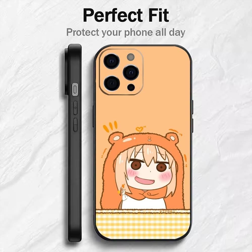 Anime Girl Umaru D-Doma  Phone Case For iPhone17,16,15,14,13,12 Plus,Max Soft Silicone Black Cover