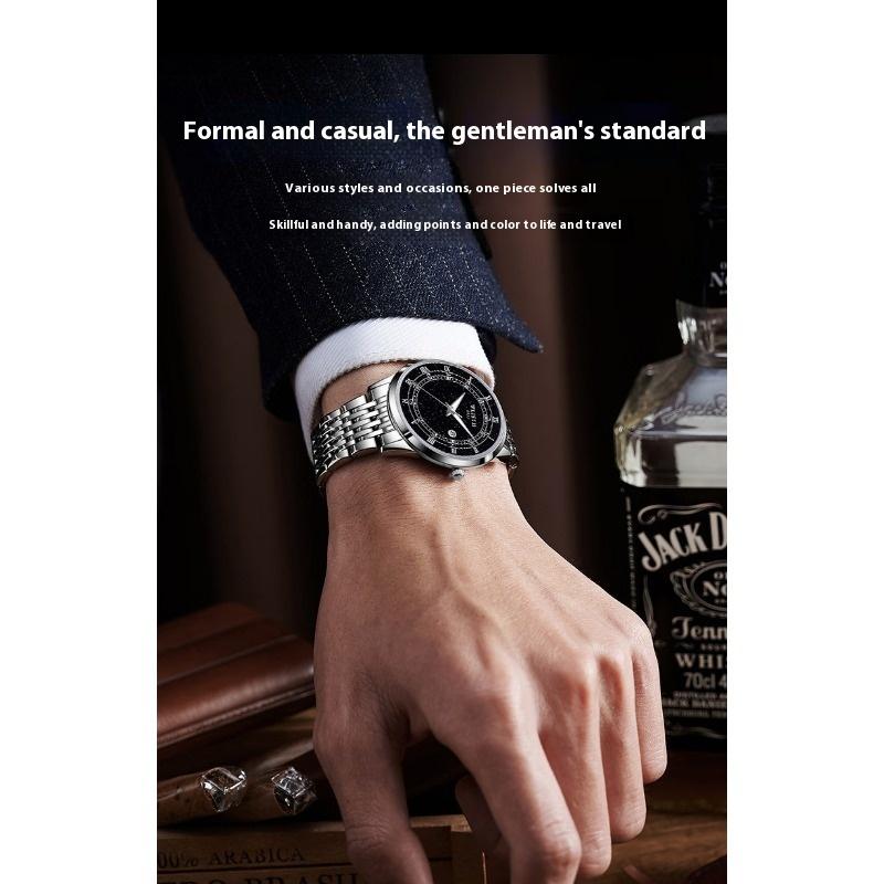 Top Brand Fashion Trend Simple Casual Calendar Men's Watch Steel Band Business Quartz Men's Watch