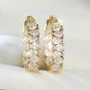 Cute Female White Zircon Stone Round Hoop Earrings Vintage Fashion Gold Silver Color Wedding  For Women