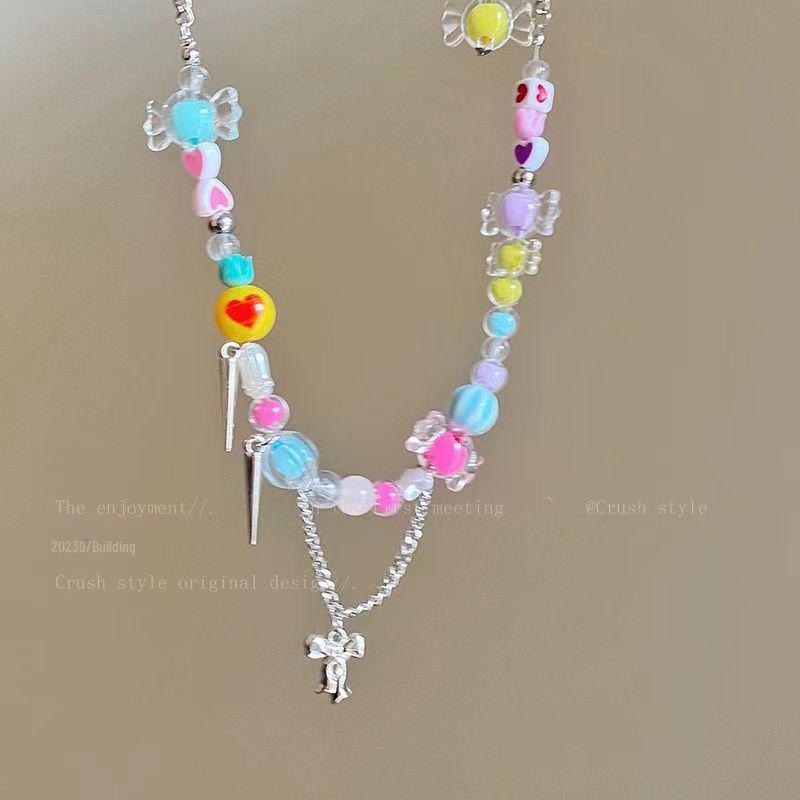 Candy Sweetheart: Trendy Colorful Beaded Necklace & Bracelet for Women
