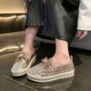 Flat-bottomed Thick-soled Single Shoes Women's Spring New One-pedal Colored Rhinestone Bow Student Lazy Casual Shoes
