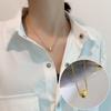 Minimalist Titanium Steel Clavicle Necklace with Pearl Pendant for Women - Versatile Cold Style Fashion Jewelry