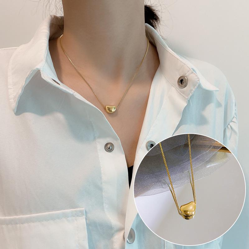 Minimalist Titanium Steel Clavicle Necklace with Pearl Pendant for Women - Versatile Cold Style Fashion Jewelry