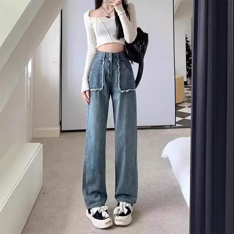 Plus Size Retro High Waist Wide Leg Jeans for Women - Slimming, Straight Leg, Floor-Length