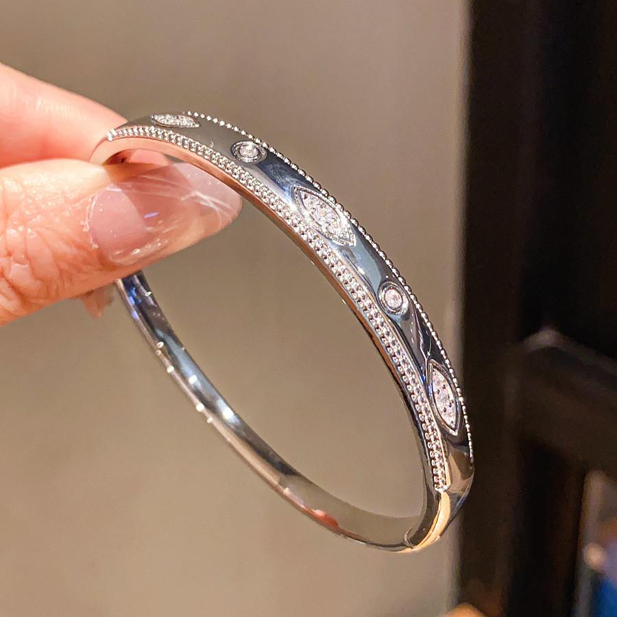 Geometric Zircon Crystal Gold Plated Bracelet With Round Shape For Elegant Women