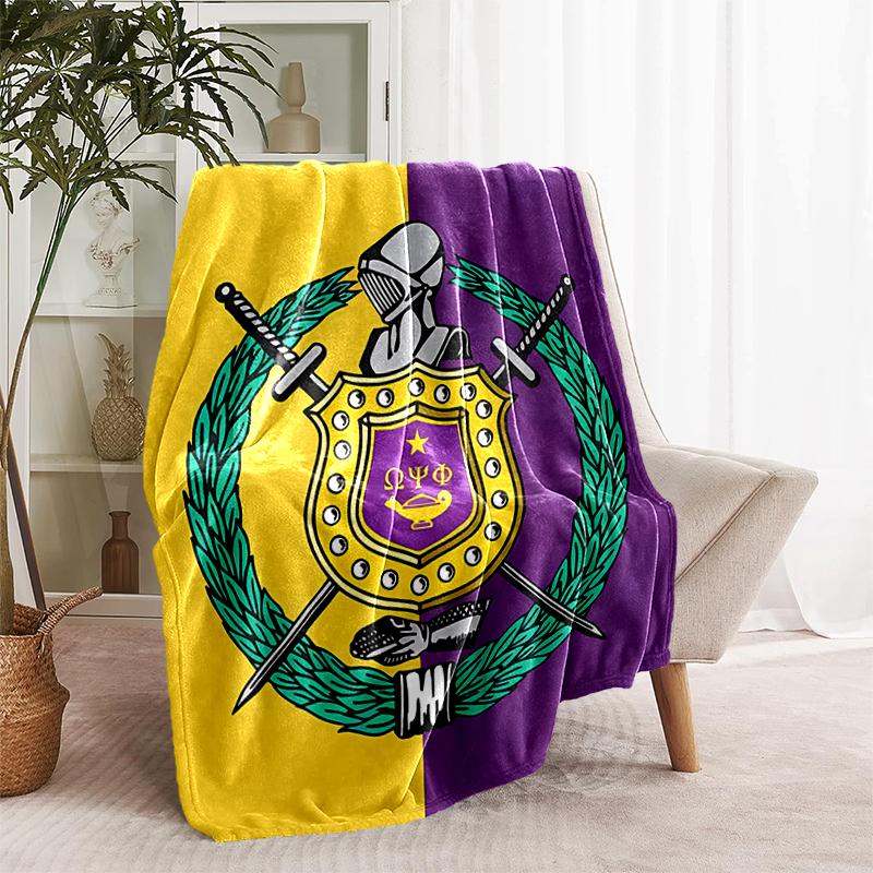 1pc Blanket Omega Psi Phi Print Design, Lightweight Blanket for Sofa, Bed- Soft &Warm, Gift for All Seasons like Christmas, Halloween