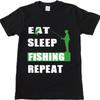 Tshirts For Unisex Breathable For Man Crew Neck Tshirt Casual Eat Sleep Fishing Repeat Retro Man Top Tees Soft Cotton Tee Casual