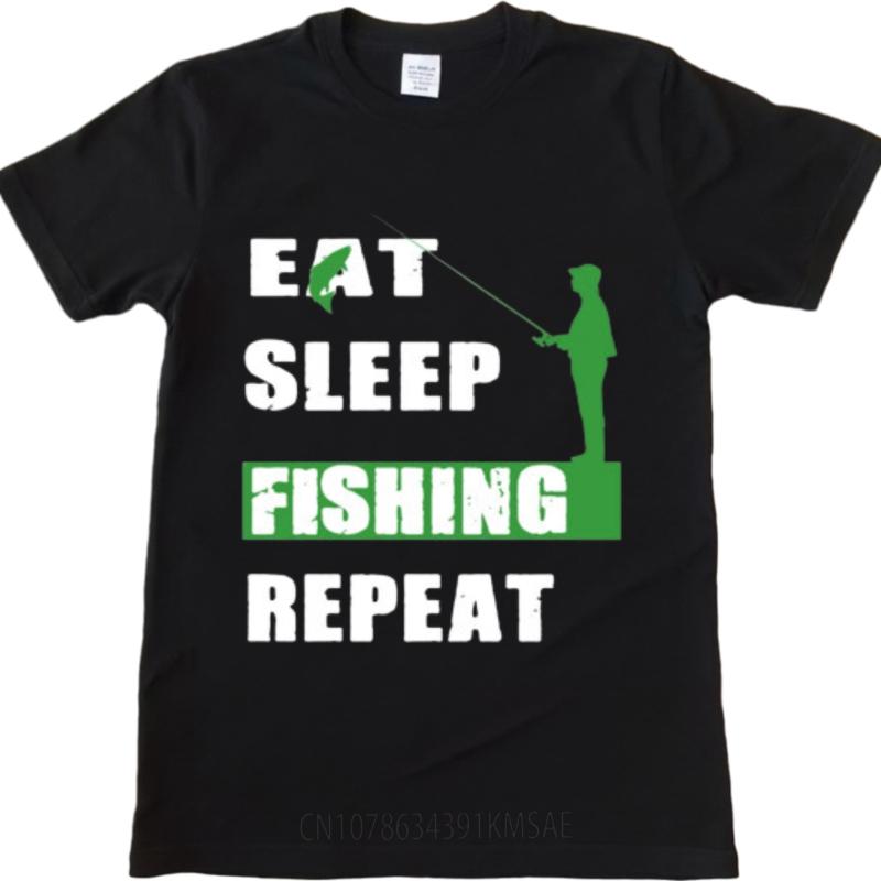 Tshirts For Unisex Breathable For Man Crew Neck Tshirt Casual Eat Sleep Fishing Repeat Retro Man Top Tees Soft Cotton Tee Casual