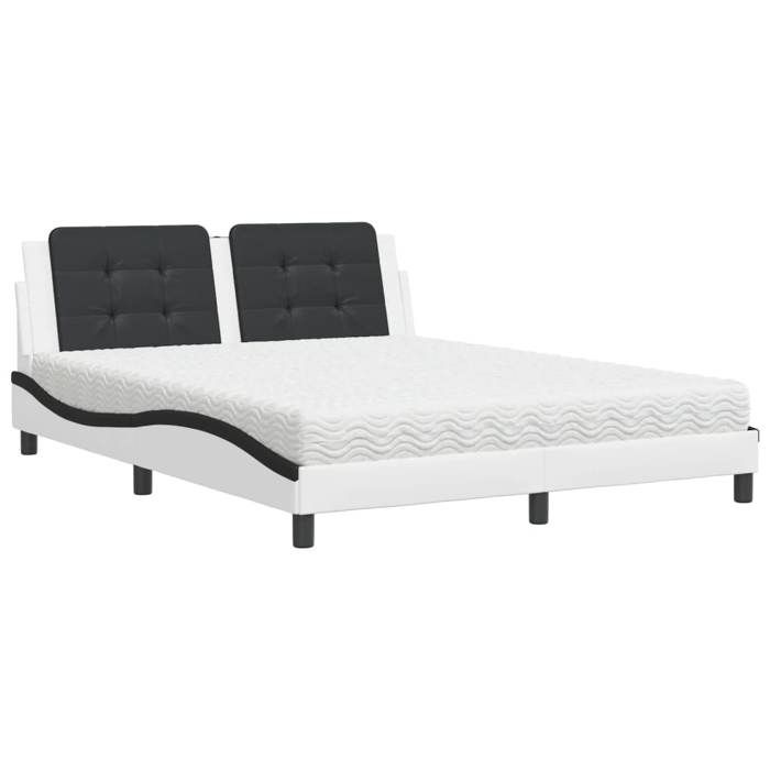 VidaXL Lit avec Matelas, Lit Rembourré avec Coussin de Tête de Lit, Lit Double, Lit Adulte, Meuble de Chambre à Coucher 3208879