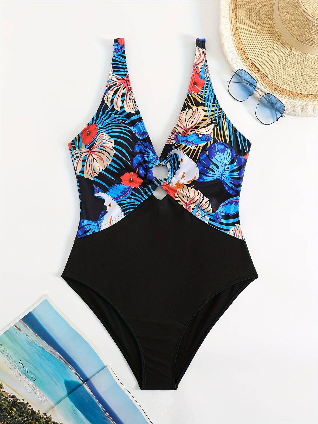 

2025 Сексуальний жіночий суцільний купальник великого розміру з леопардовим принтом, без спинки 1XL квітковий