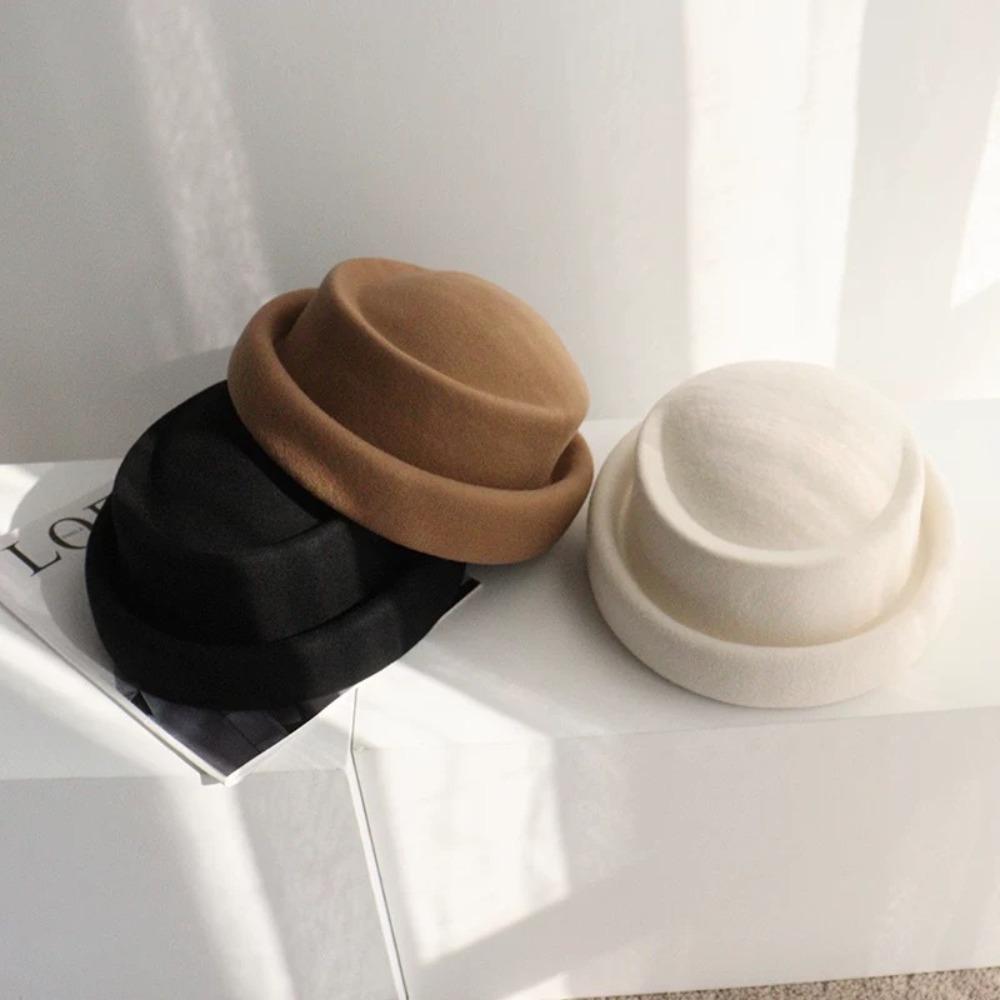 Fashion 100% Wool Top Hat for Women Adjustable Formal Fedoras Hats Elegant Luxurious Millinery Berets Winter