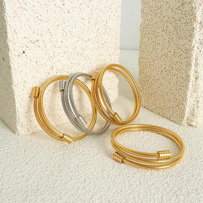 Boho Multiple Layers Bracelet Zircon  Vintage Gold Color Snake Chain Metal Rope Chain Fashion Bracelet For Women