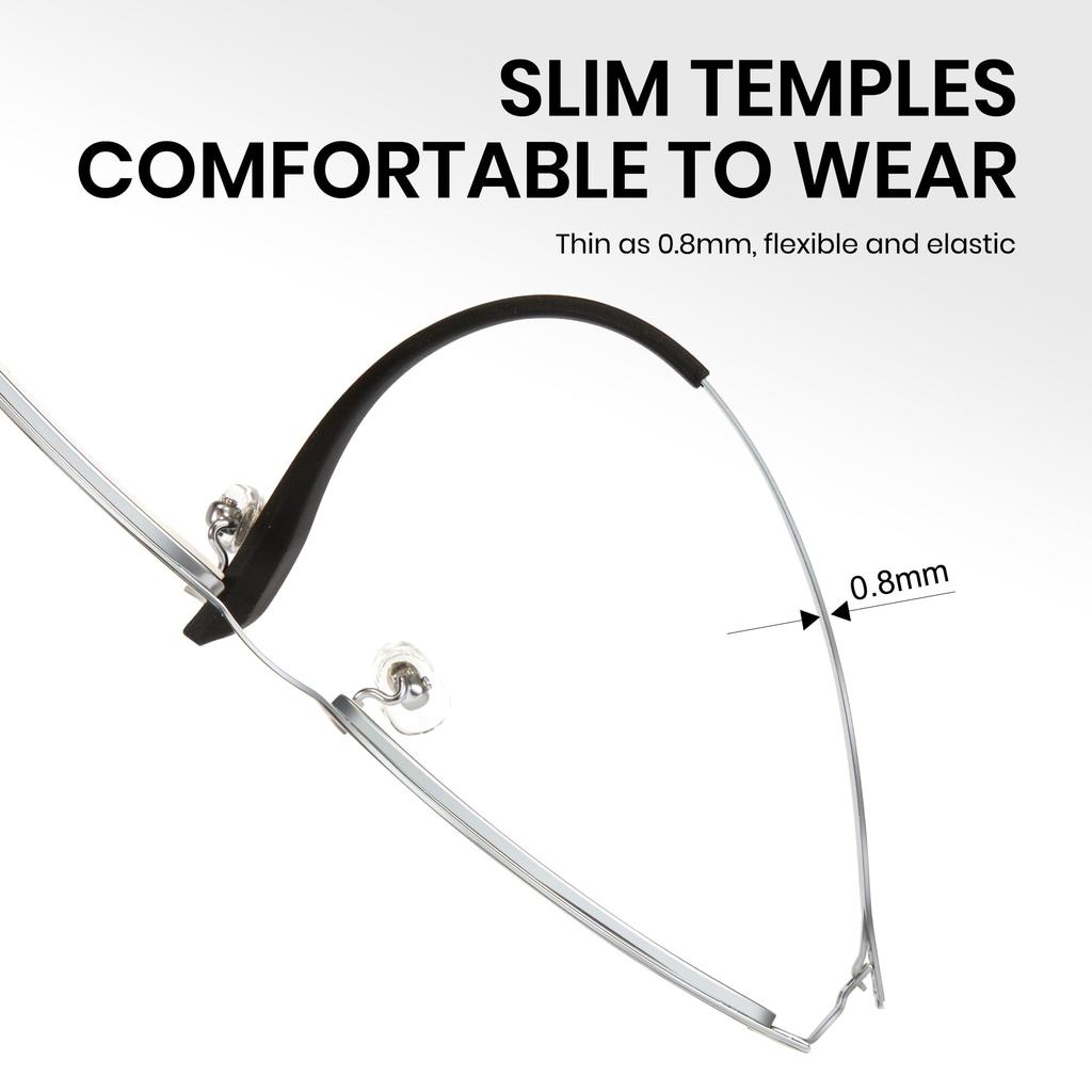 Cyxus Fashion Glasses, Hingeless Frame with Titanium Frame, Stylish for Business and Casual Wear, Unisex (8147X64, Black & Silver)