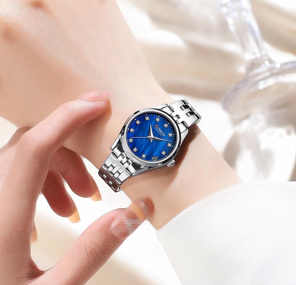 CURREN 9111 Women's Waterproof Steel Band Quartz Fashion Casual Wristwatch