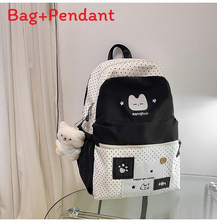 Süßer Katzen-Punkt-Rucksack Für High-School-Mädchen Nylon-Schultasche