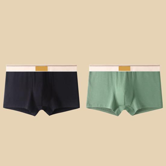 Men Boxer Underwear Mid-rise Wide Elastic Waistband Patchwork Color U-Convex Shorts Briefs Breathable Panties