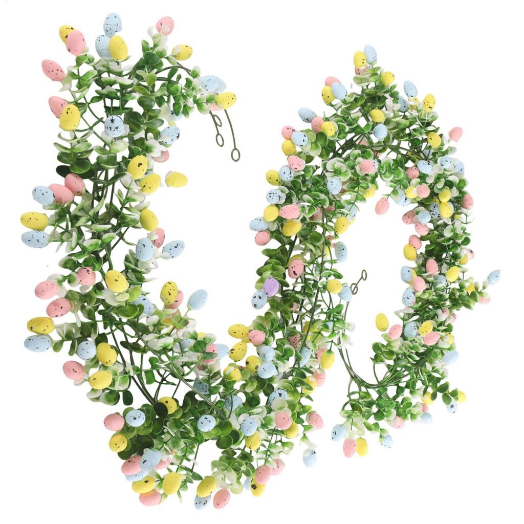 Easter Garland 2 Pieces Artificial Spring Easter Egg Garland Decorations Artificial Spring Ornaments for Home Indoor Party Wall