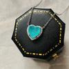 S925 Silver Heart Paraiba Necklace - Women's Layered Clavicle Chain Pendant