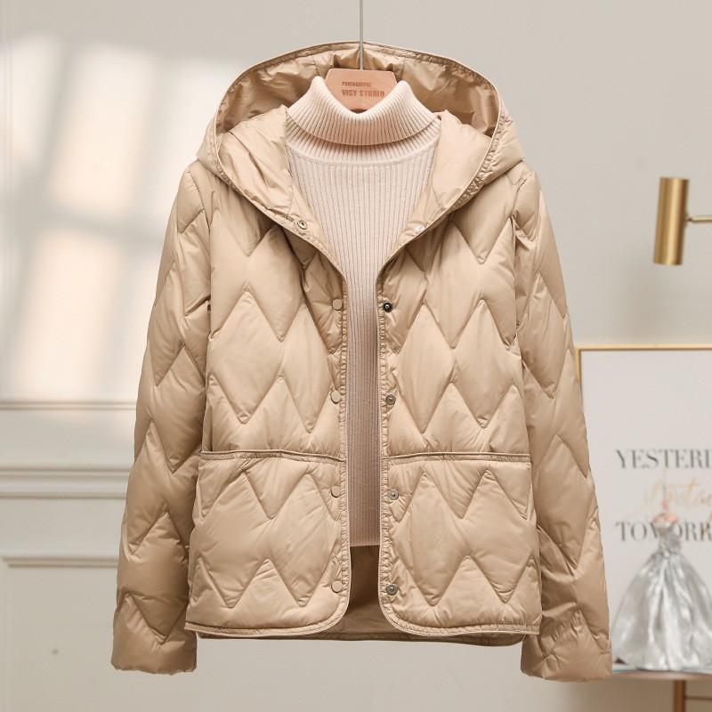 Womens Short Down Jacket 50% Duck Fill Lightweight Warm Hooded Coat Winter Casual Wear