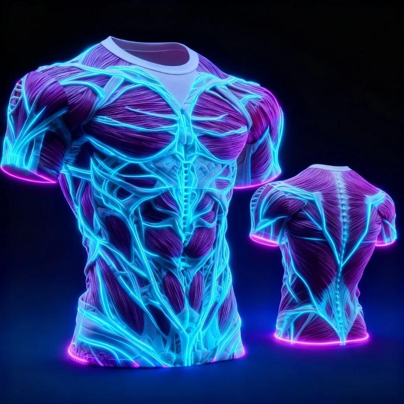 Men s Creative Muscle 3D Simulation Pattern Print T-Shirt  Men Fashion Personality S