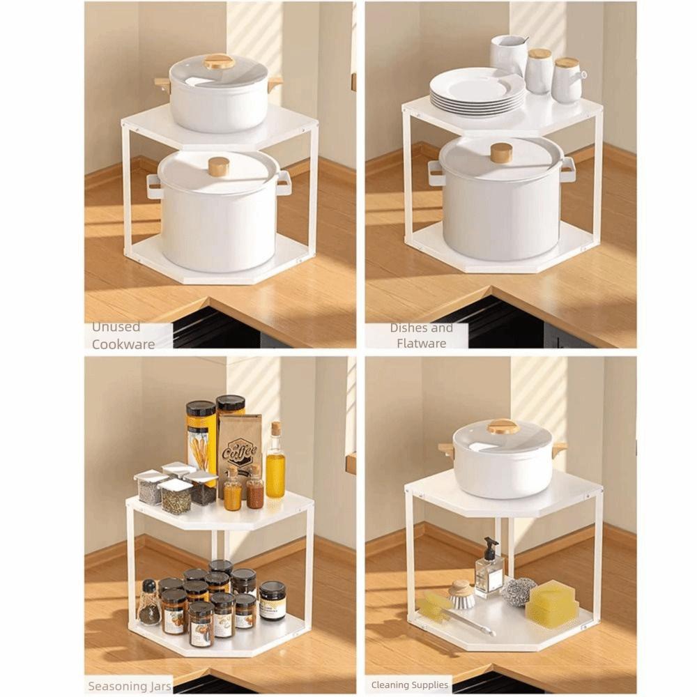 2/3 Tier Corner Pot Storage Rack Space Saving Pots and Pans Organizer  Kitchen
