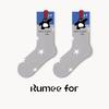5 Pairs of Female Spring and Autumn New Student Cartoon Boneless Stripe Deodorant Wicker Socks