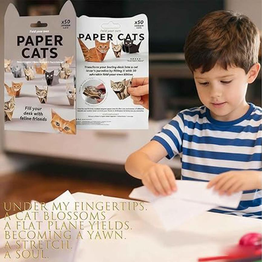 Creative DIY Paper Cats Handmade DIY Paper Cat Dog Dinosaur Folding Animal Folding Craft Paper Set for Home Decoration Gifts