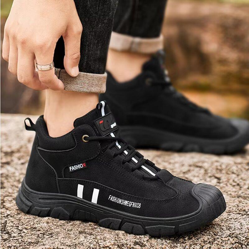 Casual Men's Hiking Shoes Dirt Resistant and Waterproof Boots Retro Suede Men's Boots Soft Soled Lightweight and Wear-resistant Running Shoes