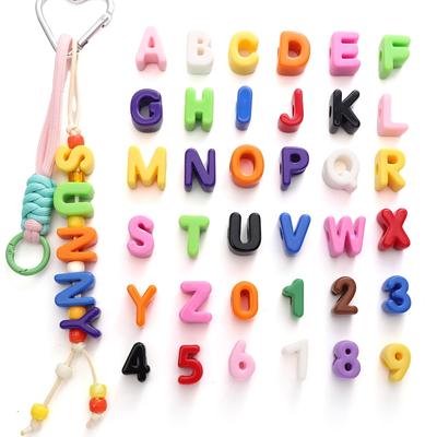 10 Stück Acrylperle Großloch Buchstaben-Zubehör Digitales Intervall Streuperlen Für DIY Armbänder Halsketten Schmuckherstellung
