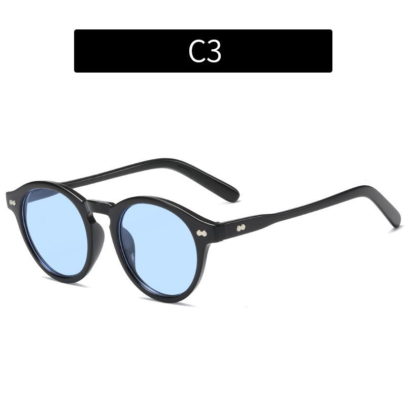 New fashionable retro rice nail round frame sunglasses, personalized street shot men's and women's sunglasses trendy sunglasses