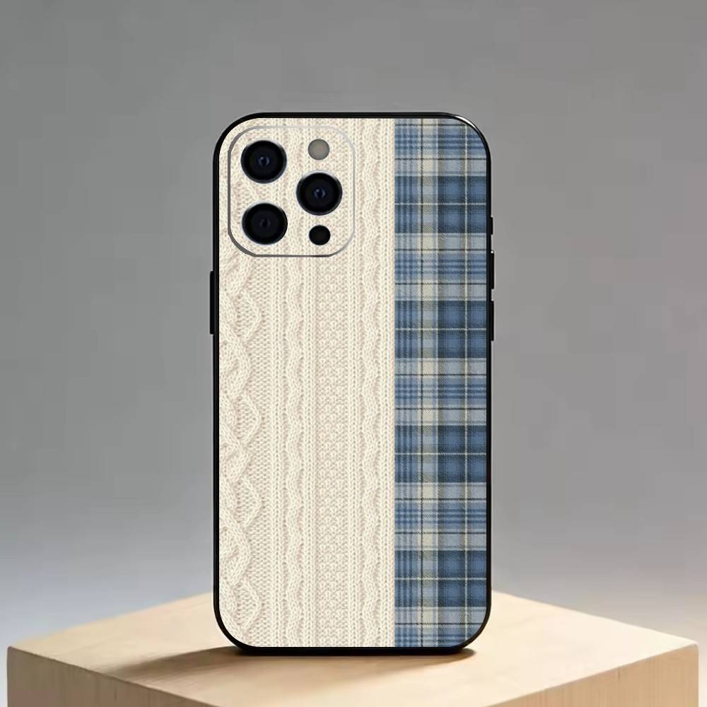 Splicing Grid Style Phone Case For iPhone 17, 16,15,14,13,12,11 Plus,Pro Max, Others Soft Black Cover