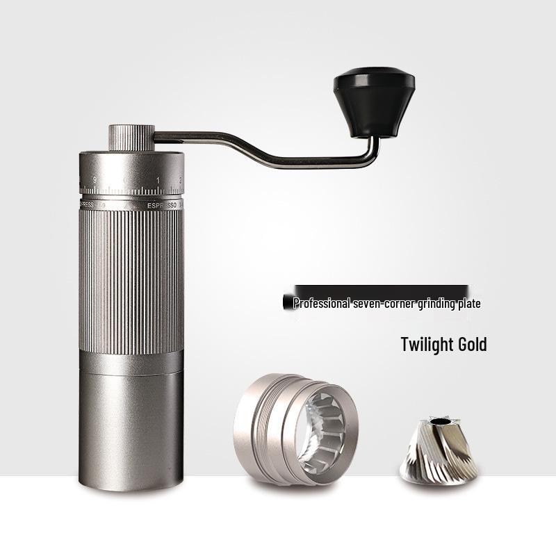 Stainless Steel Manual Coffee Grinder with External Adjustment and Seven-Star Ghost Teeth for Pour-Over Brewing