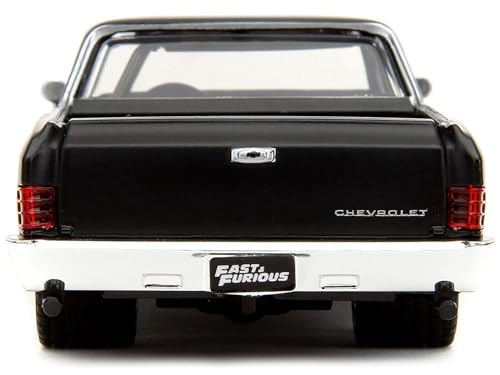 JADA TOYS 1/32 Scale Fast & Furious Chevrolet El Camino 1967 Matte Black F&F10 Chevy El Camino Diecast Model Car [Parallel Import]