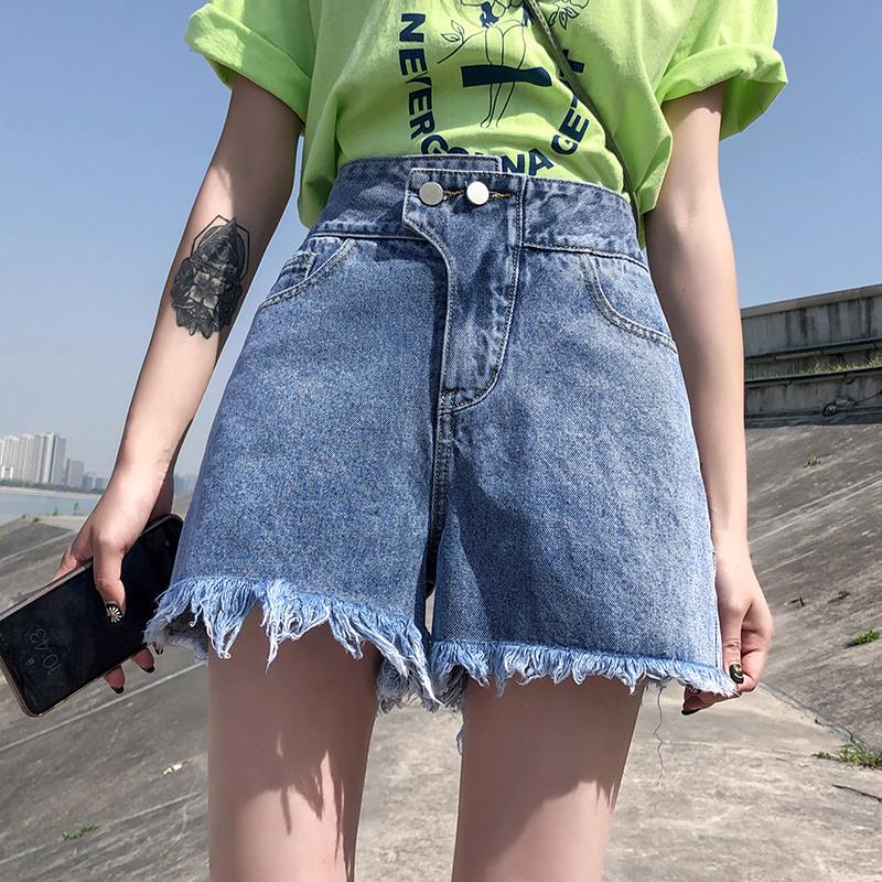 Summer Denim Shorts High Waist Denim Wide Leg Pants Women