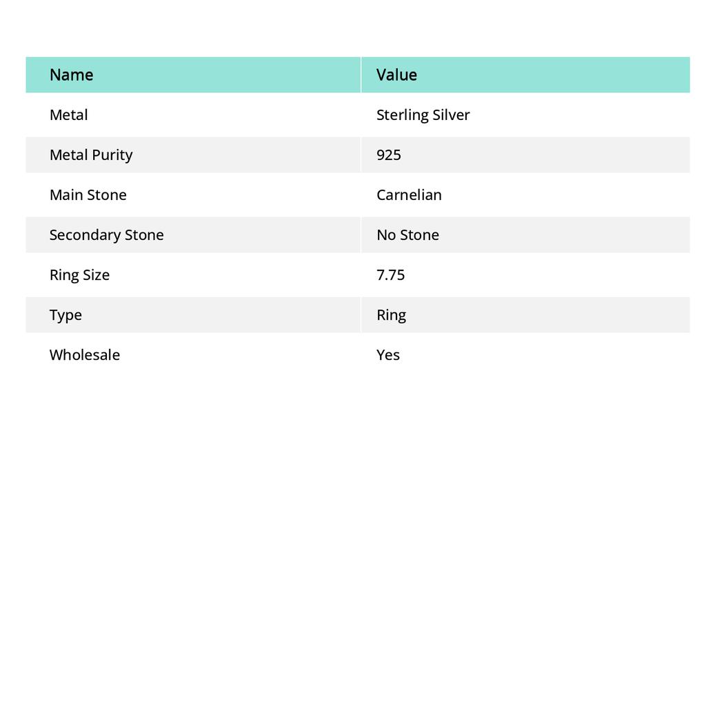 Karneol Ručně vyráběný 925 Sterlingové stříbro Šperky Prsten Velikost 7.75 b1f43