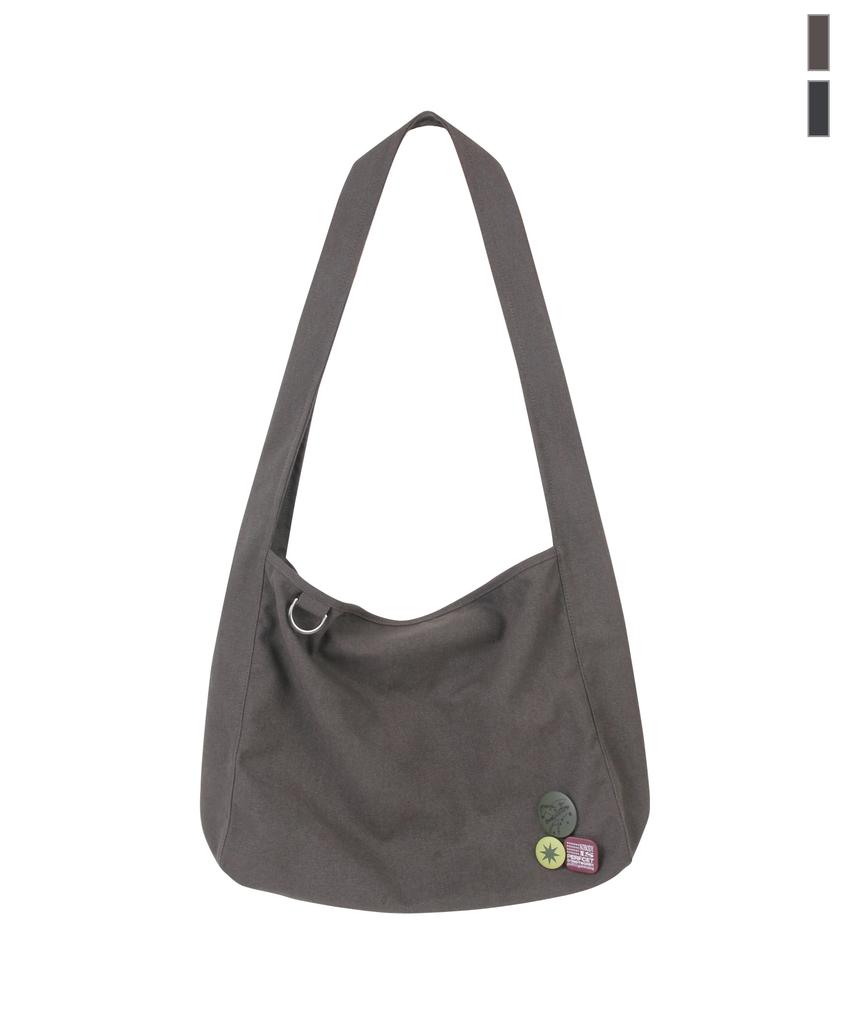 Graver [Unisex] Cotton Canvas Badge Crossbody Bag_Brown
