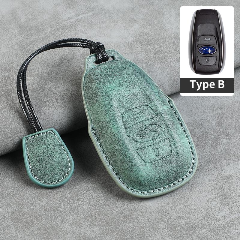 Leather Car Remote Key Case Cover for Subaru BRZ Forester Legacy Outback WRX STI Impreza XV Crosstrek Protector Fob Keychain