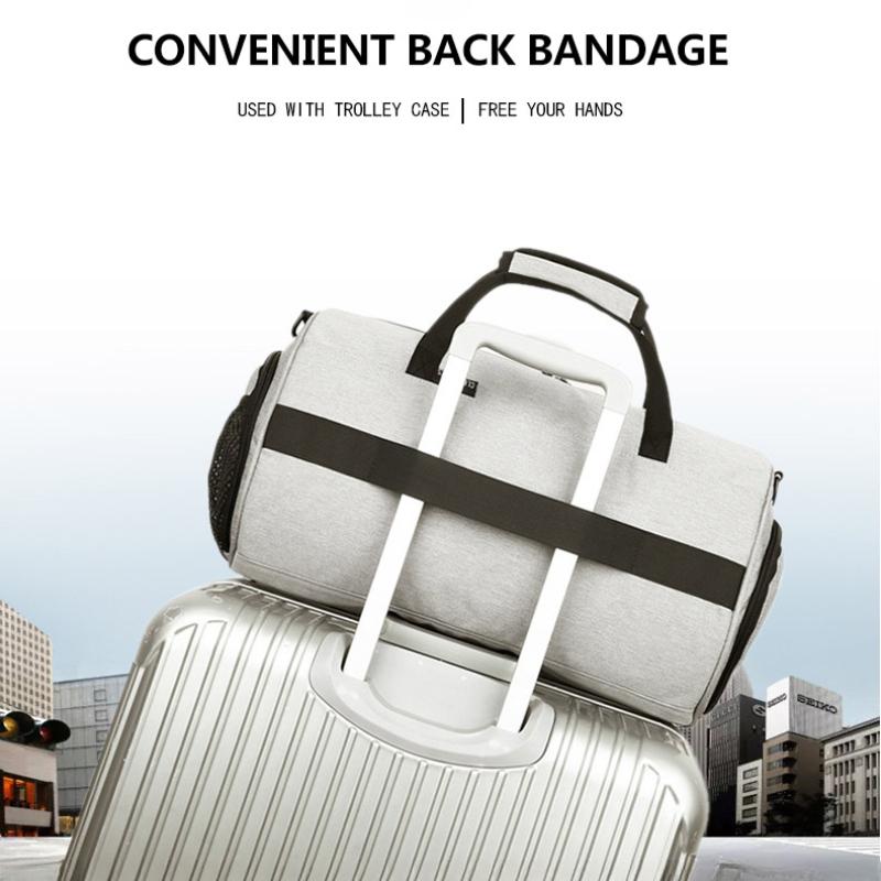 Unisex Large Capacity Gym Fitness Bag Fashion Solid Color Dry-wet Separation Bucket Travel Luggage Bag Portable Outdoor Sports Camping Trekking Bags