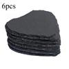 6Pcs Natural Slate Drink Coasters Black Stone Insulation Cup Coaster for Coffee Table, Home Kitchen, Bar