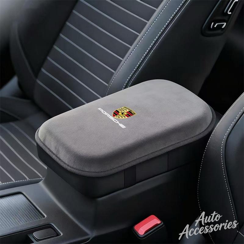 Car Plush Armrest Pad For Porsche Cayenne Panamera Macan 911 918 Taycan Boxster Cayman HighDensity Sponge Center Console Cushion FE3