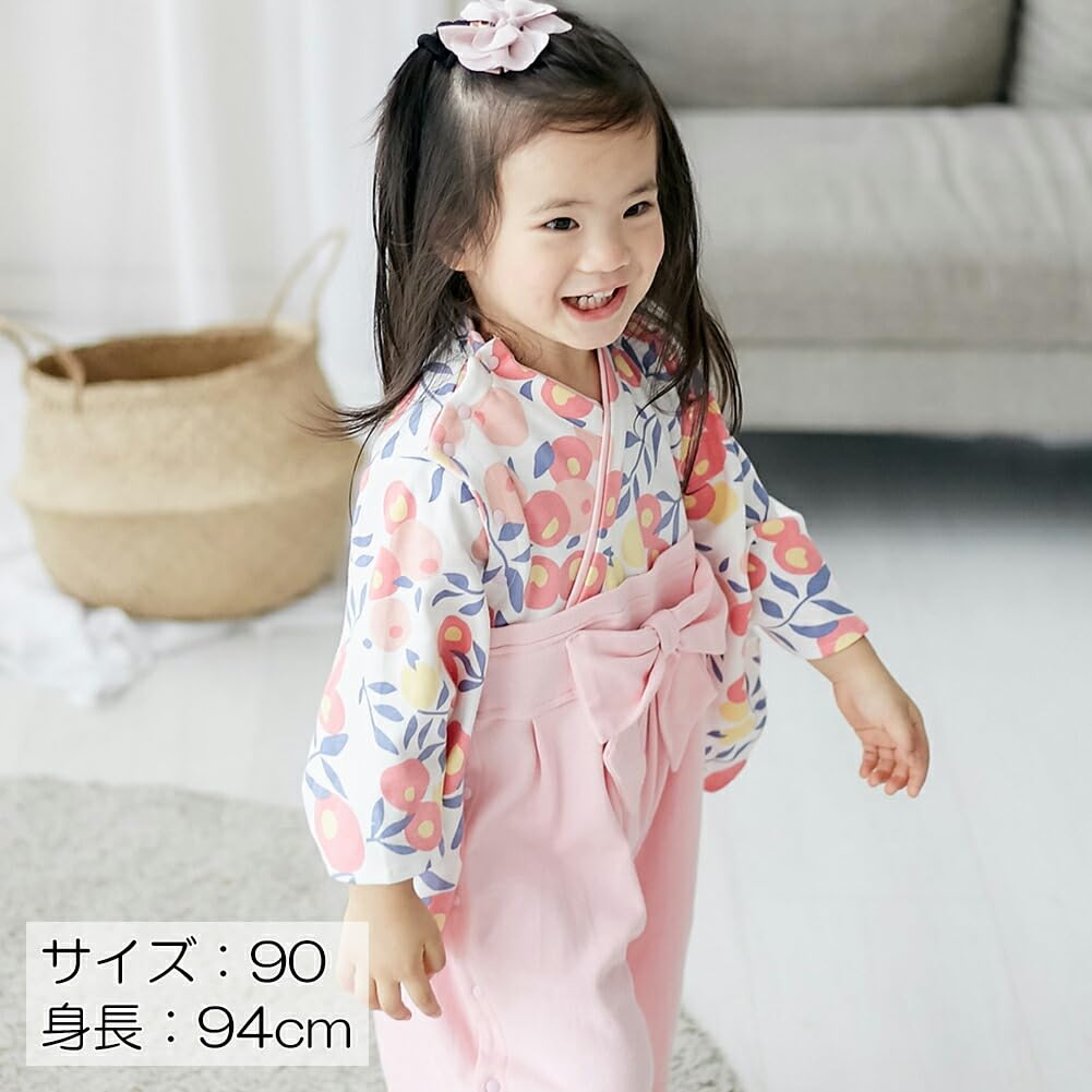 Hakama romper and socks front for size camellia [Augelute] set, opening, girls, baby, 80,