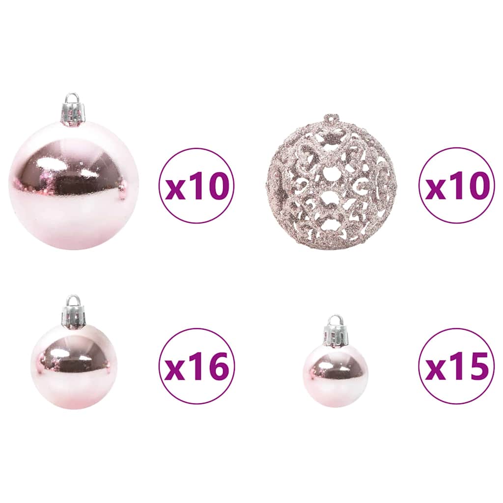 Christmas Ornament Set with 300 LEDs 120 Pcs Pink Plastic