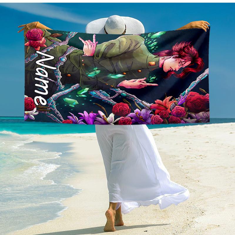 Personalisierte, maßgeschneiderte Strandhandtuch-Muster mit JoJo's Bizarre Adventure - weich, saugfähig, schnelltrocknend, perfekt für Schwimmen, Camping & Baden