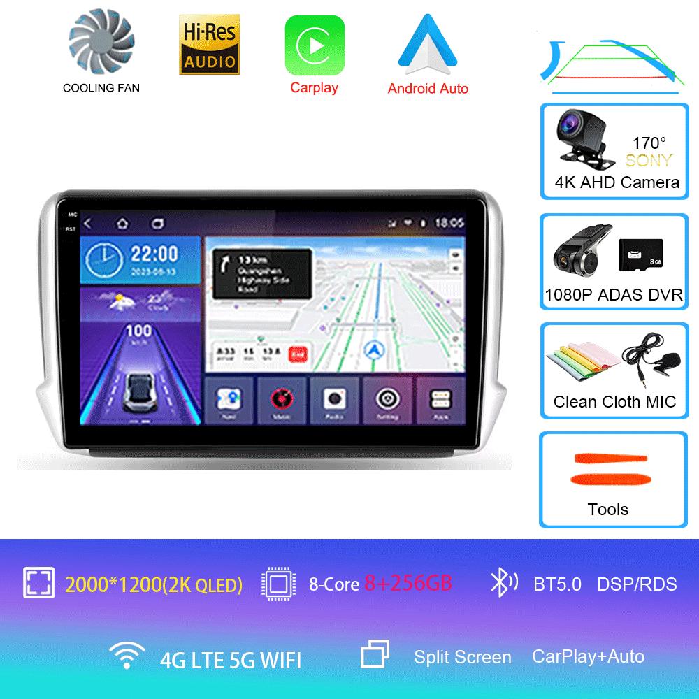 Car Radio Android 14 Carplay For Peugeot 2008 208 Multimedia System 2012 - 2018 Navigation GPS Multimedia Player WiFi+4G Stereo